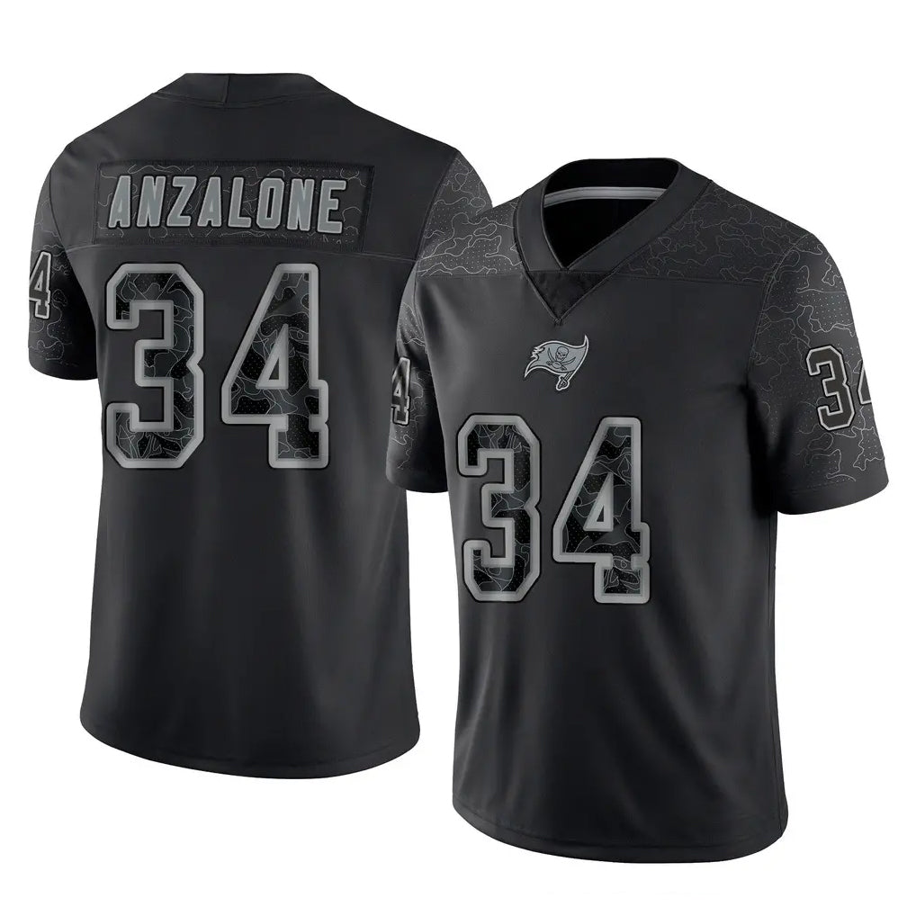 Parkc TB.Buccaneers #34 Alex Anzalone Player Black Reflective Limited Home Game Stitched Jerseys