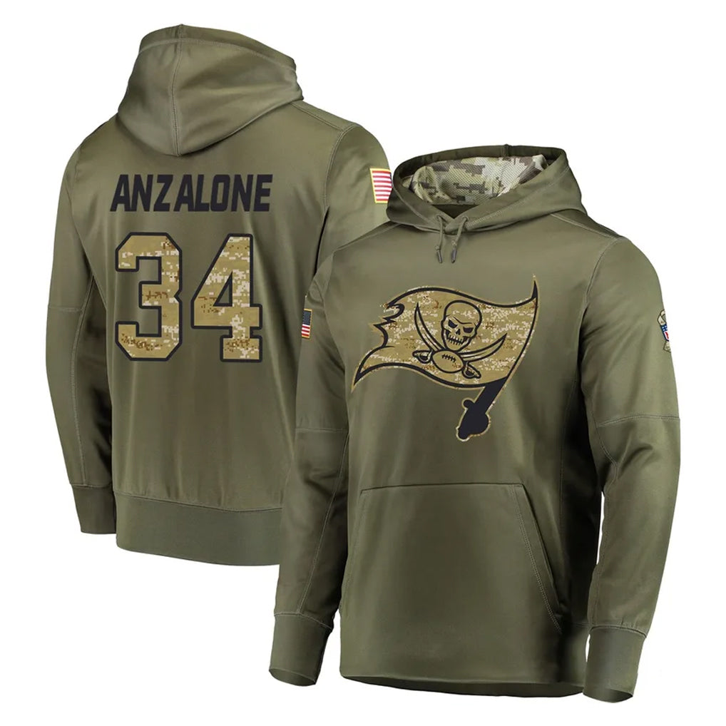 Parkc TB.Buccaneers #34 Alex Anzalone Player Olive Salute to Service Pullover Hoodie Home Game Stitched Jerseys