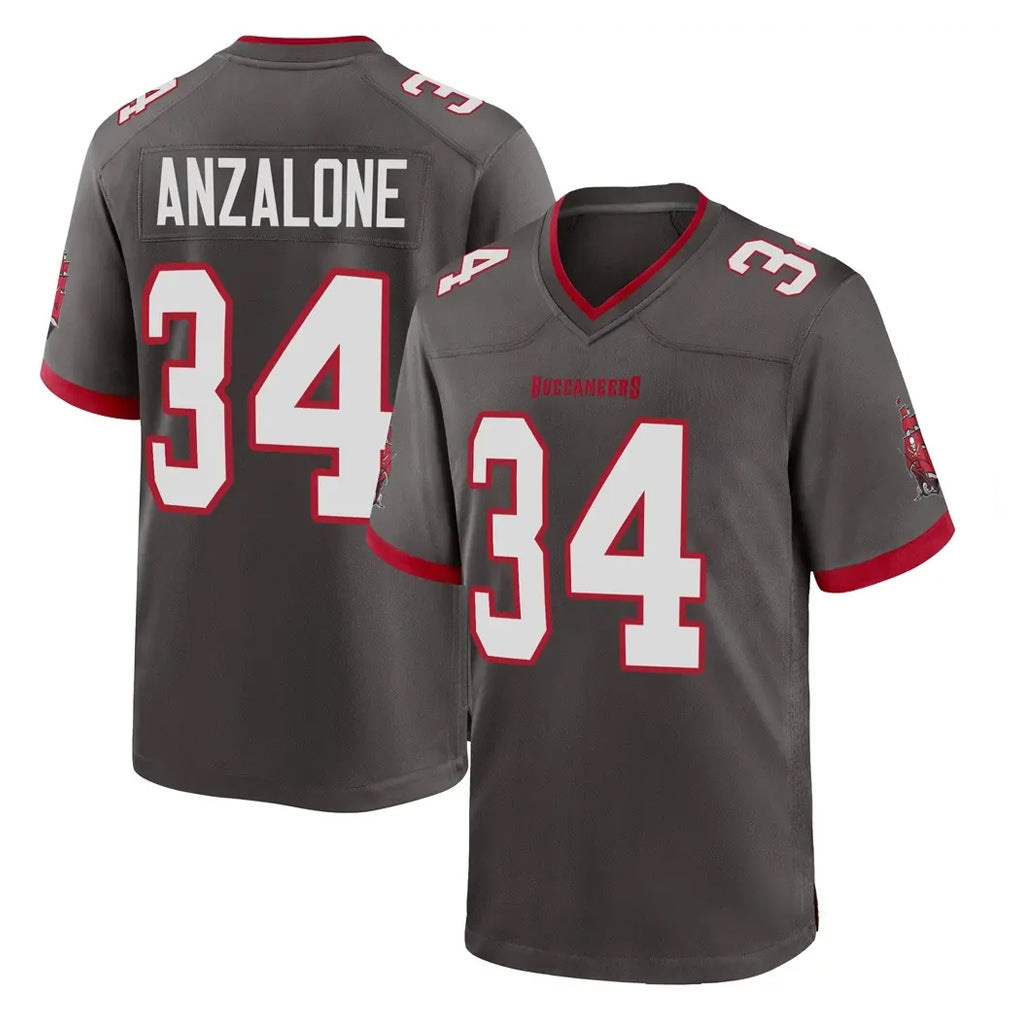Parkc TB.Buccaneers #34 Alex Anzalone Player Pewter Alternate Home Game Stitched Jerseys