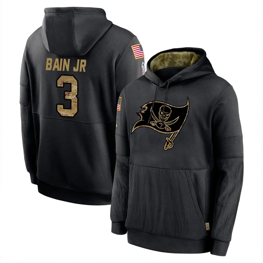 Parkc TB.Buccaneers #3 Rueben Bain Jr. Player Black Salute to Service Sideline Performance Pullover Hoodies Home Game Stitched Jerseys