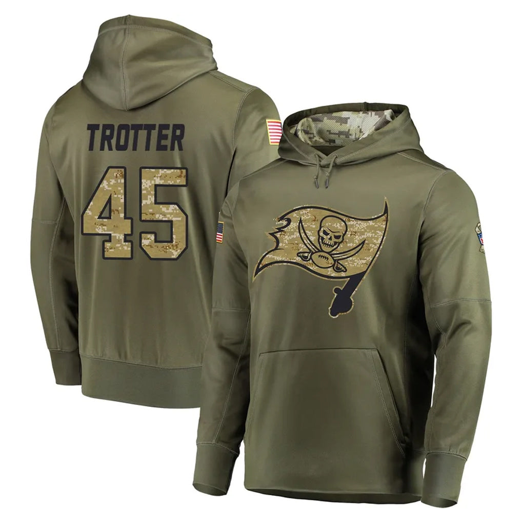 Parkc TB.Buccaneers #45 Josiah Trotter Player Olive Salute to Service Pullover Hoodie Home Game Stitched Jerseys