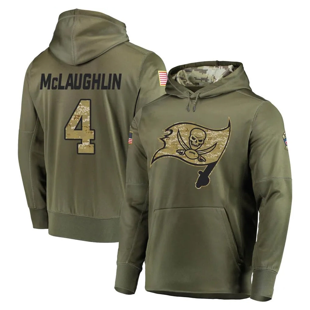 Parkc TB.Buccaneers #4 Chase McLaughlin Player Olive Salute to Service Pullover Hoodie Home Game Stitched Jerseys
