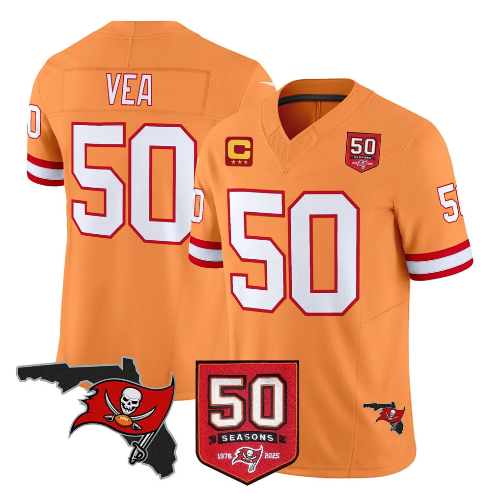 Parkc TB.Buccaneers #50 Vita Vea Player Orange 50th Season Vapor Limited Home Game Stitched Jerseys