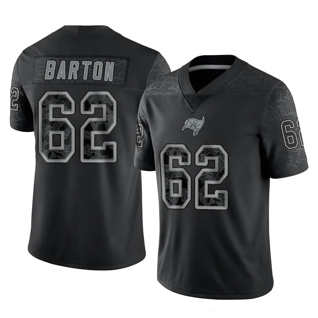 Parkc TB.Buccaneers #62 Graham Barton Player Black Reflective Limited Home Game Stitched Jerseys