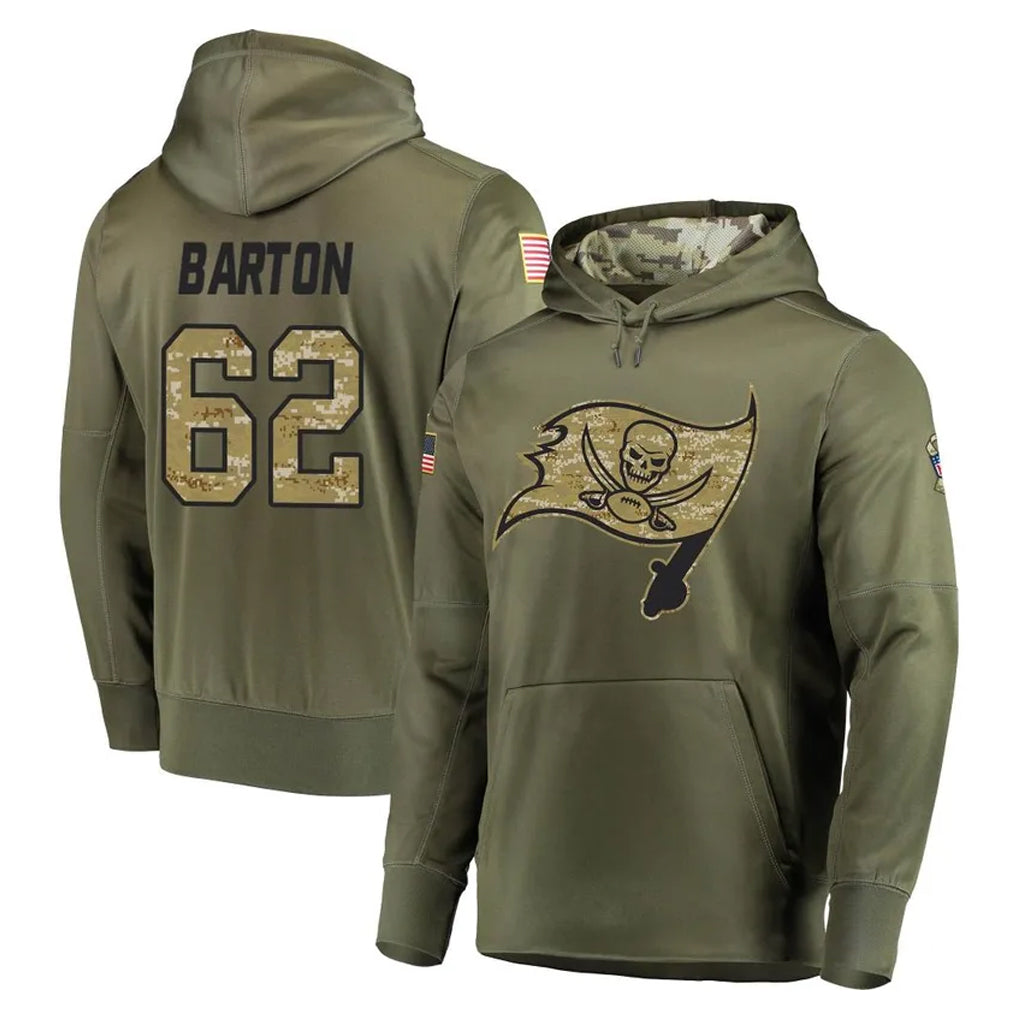 Parkc TB.Buccaneers #62 Graham Barton Player Olive Salute to Service Pullover Hoodie Home Game Stitched Jerseys