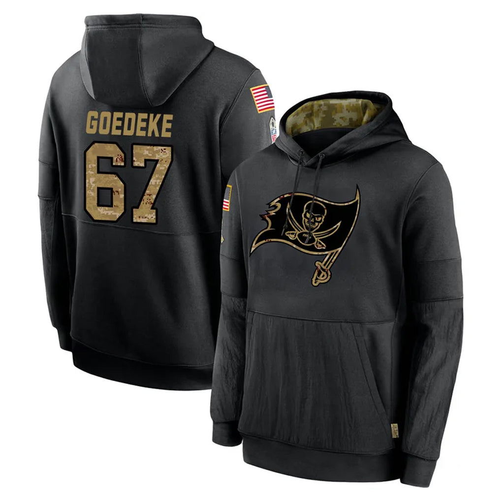 Parkc TB.Buccaneers #67 Luke Goedeke Player Black Salute to Service Sideline Performance Pullover Hoodies Home Game Stitched Jerseys
