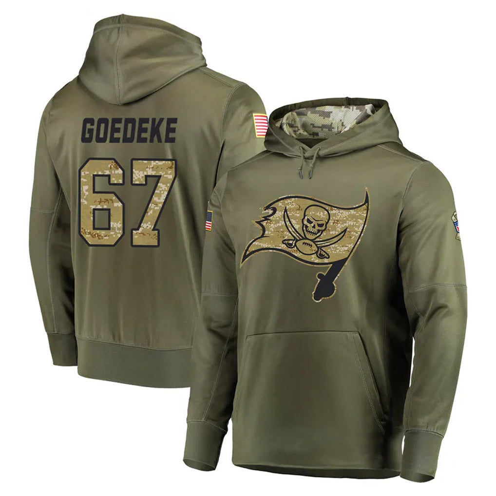 Parkc TB.Buccaneers #67 Luke Goedeke Player Olive Salute to Service Pullover Hoodie Home Game Stitched Jerseys