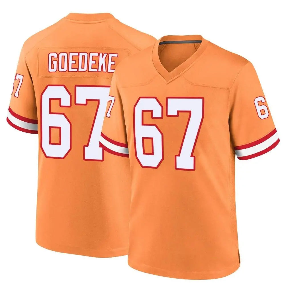Parkc TB.Buccaneers #67 Luke Goedeke Player Orange Throwback Home Game Stitched Jerseys