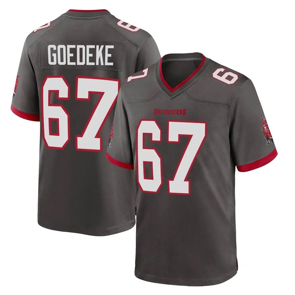 Parkc TB.Buccaneers #67 Luke Goedeke Player Pewter Alternate Home Game Stitched Jerseys