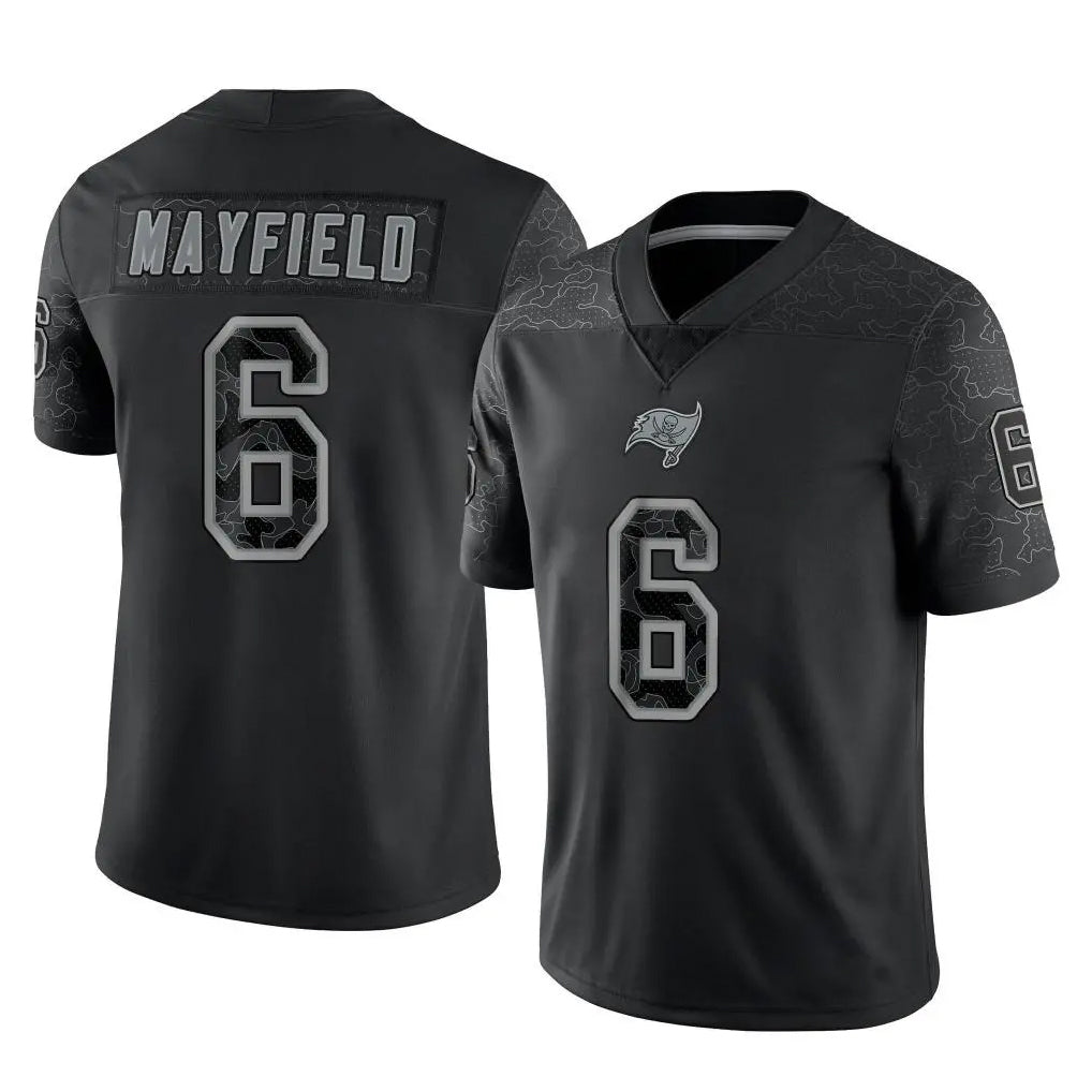 Parkc TB.Buccaneers #6 Baker Mayfield Player Black Reflective Limited Home Game Stitched Jerseys