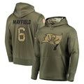 Parkc TB.Buccaneers #6 Baker Mayfield Player Olive Salute to Service Pullover Hoodie Home Game Stitched Jerseys