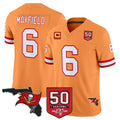 Parkc TB.Buccaneers #6 Baker Mayfield Player Orange 50th Season Vapor Limited Home Game Stitched Jerseys