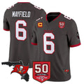 Parkc TB.Buccaneers #6 Baker Mayfield Player Pewter 50th Season Vapor Limited Home Game Stitched Jerseys