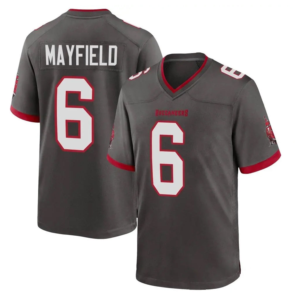 Parkc TB.Buccaneers #6 Baker Mayfield Player Pewter Alternate Home Game Stitched Jerseys