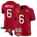 Parkc TB.Buccaneers #6 Baker Mayfield Player Red 50th Season Vapor Limited Home Game Stitched Jerseys