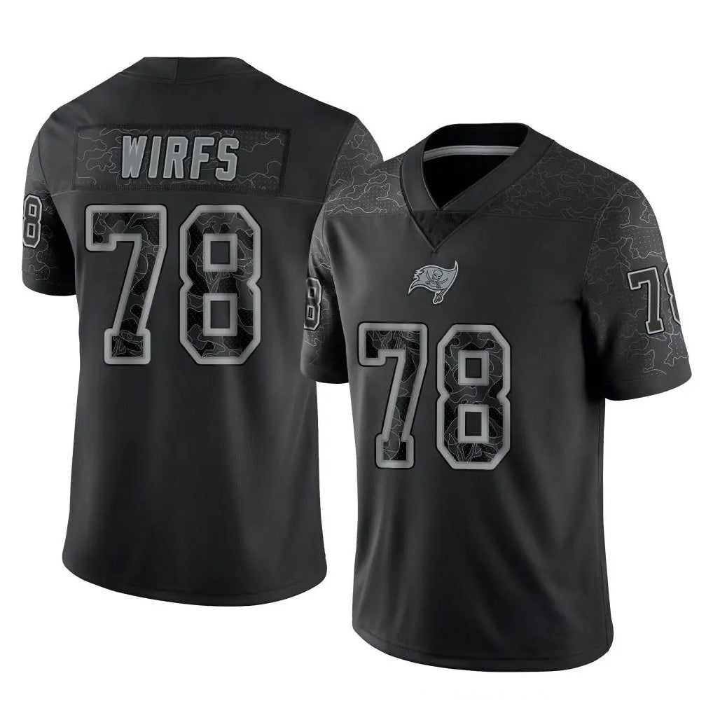 Parkc TB.Buccaneers #78 Tristan Wirfs Player Black Reflective Limited Home Game Stitched Jerseys