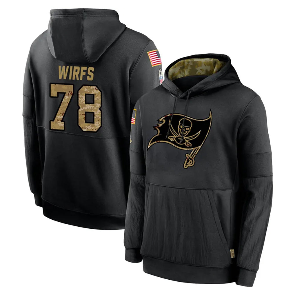 Parkc TB.Buccaneers #78 Tristan Wirfs Player Black Salute to Service Sideline Performance Pullover Hoodies Home Game Stitched Jerseys
