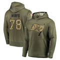 Parkc TB.Buccaneers #78 Tristan Wirfs Player Olive Salute to Service Pullover Hoodie Home Game Stitched Jerseys