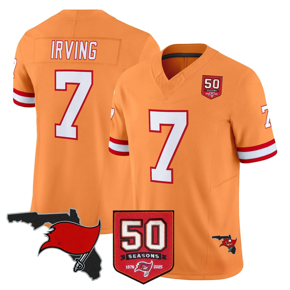 Parkc TB.Buccaneers #7 Bucky Irving Player Orange 50th Season Vapor Limited Home Game Stitched Jerseys