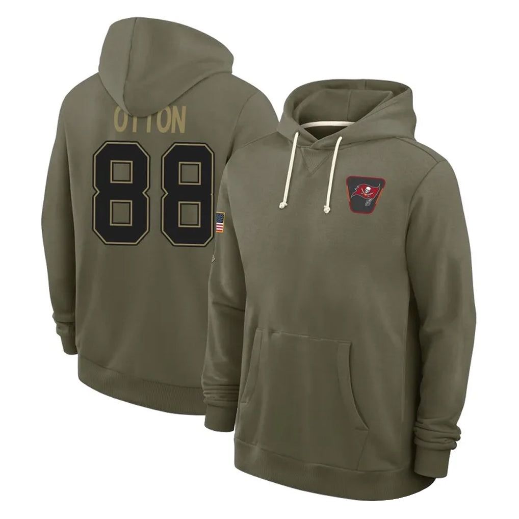 Parkc TB.Buccaneers #88 Cade Otton Player Olive Salute to Service Pullover Hoodies Limited Stitched Jerseys