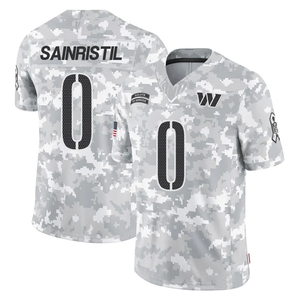 Parkc W.Commanders #0 Mike Sainristil Player Arctic Camo Limited Salute To Service Home Game Stitched Jerseys
