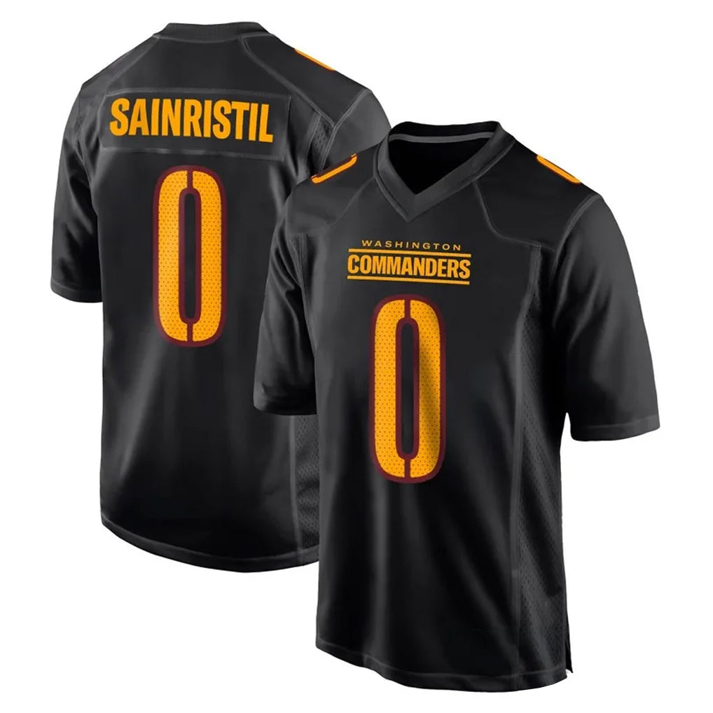 Parkc W.Commanders #0 Mike Sainristil Player Black Carbon Fashion Home Game Stitched Jerseys