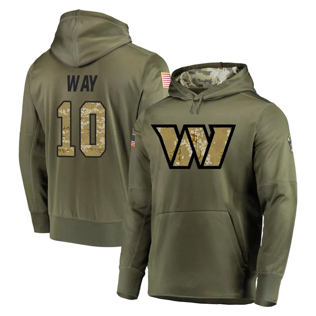Parkc W.Commanders #10 Tress Way Player Olive Salute to Service Pullover Hoodie Limited Home Game Stitched Jerseys