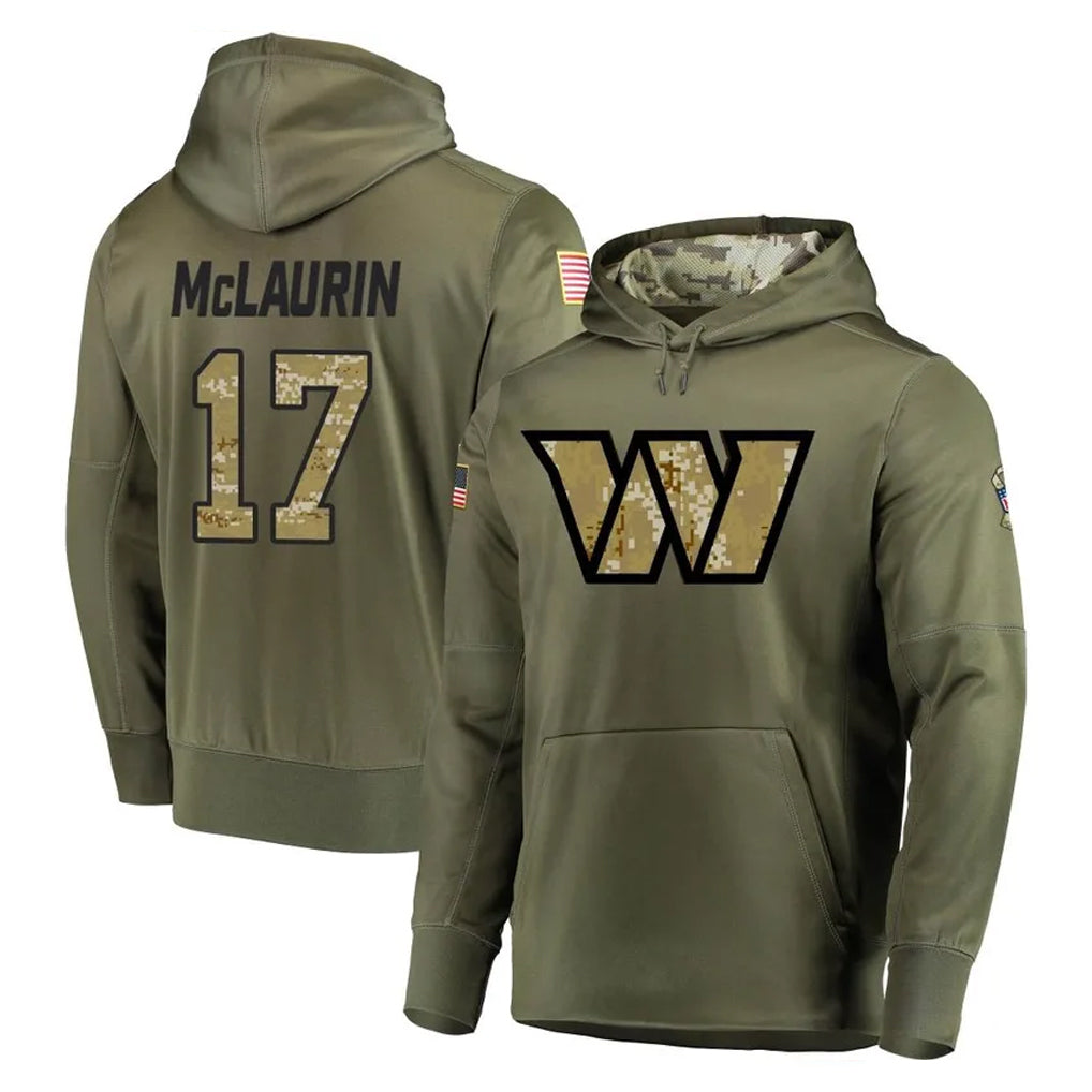 Parkc W.Commanders #17 Terry Mclaurin Player Olive Salute to Service Pullover Hoodie Limited Home Game Stitched Jerseys