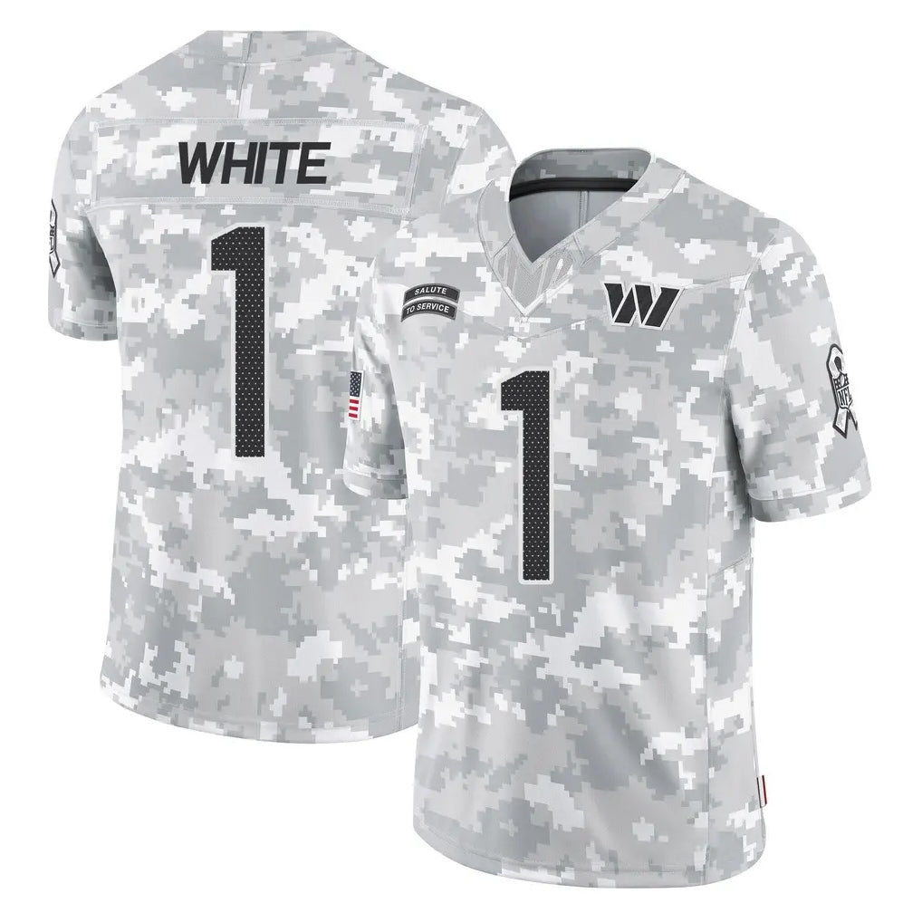 Parkc W.Commanders #1 Rachaad White Player Arctic Camo Limited Salute To Service Home Game Stitched Jerseys