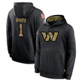 Parkc W.Commanders #1 Rachaad White Player Black Salute to Service Performance Pullover Hoodies Home Game Stitched Jerseys