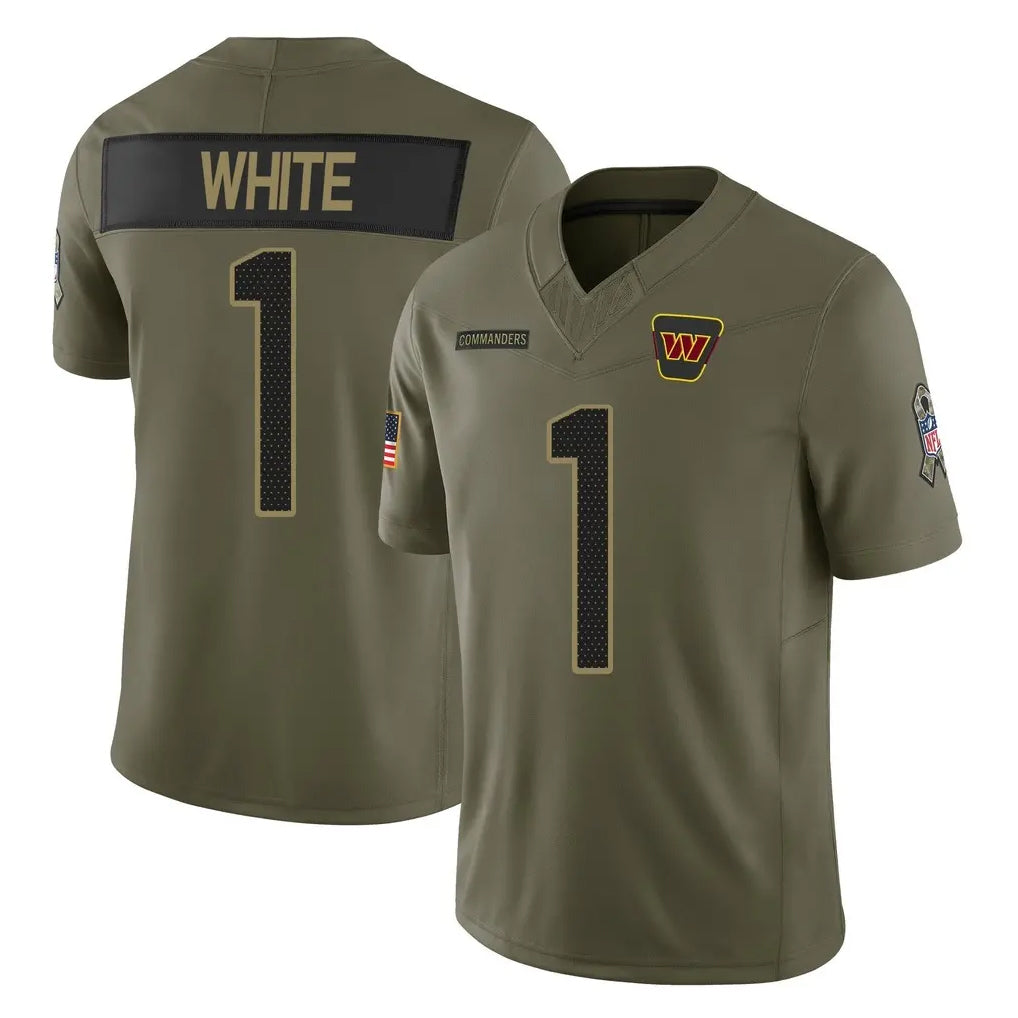 Parkc W.Commanders #1 Rachaad White Player Olive 2025 Salute To Service Limited Home Game Stitched Jerseys