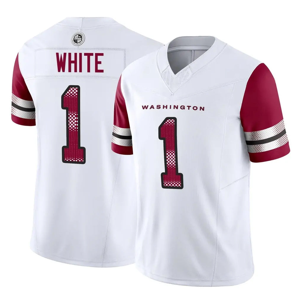 Parkc W.Commanders #1 Rachaad White Player White Vapor F.U.S.E. Limited Home Game Stitched Jerseys
