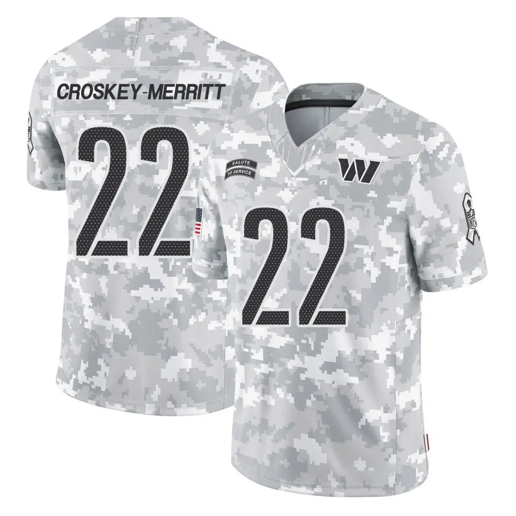 Parkc W.Commanders #22 Jacory Croskey-Merritt Player Arctic Camo Limited Salute To Service Home Game Stitched Jerseys
