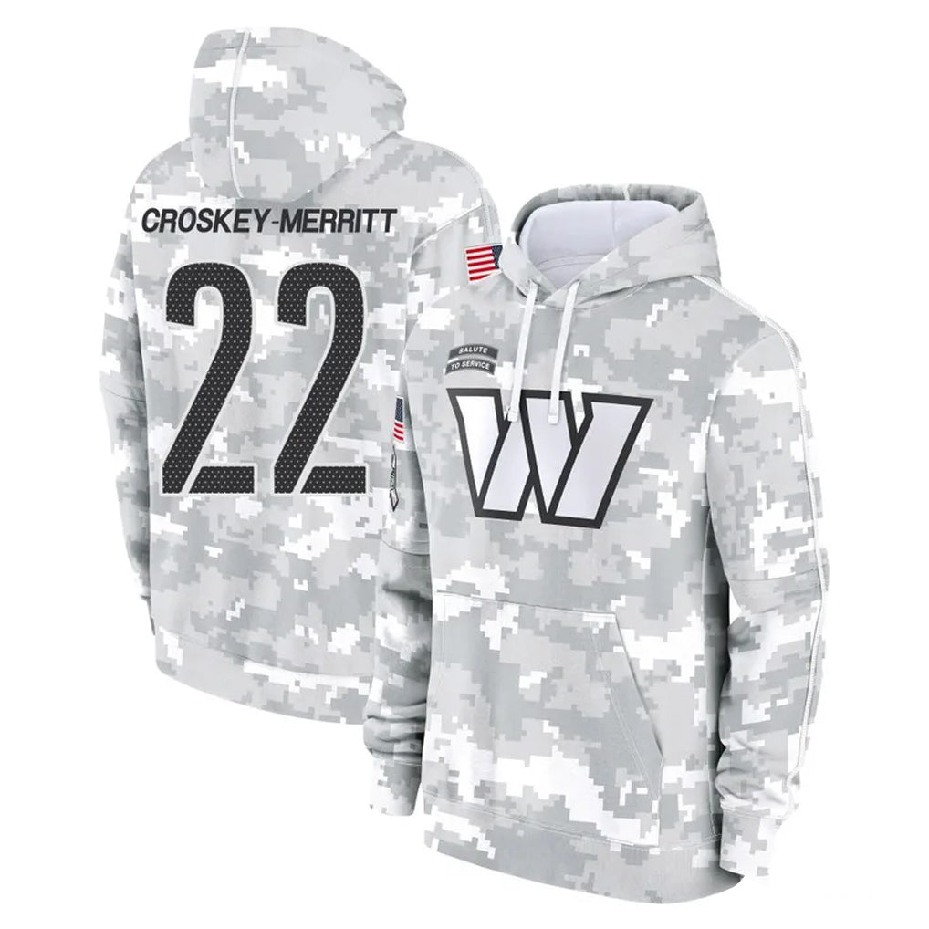 Parkc W.Commanders #22 Jacory Croskey-Merritt Player Arctic Camo Limited Salute to Service Pullover Hoodies Game Stitched Jerseys