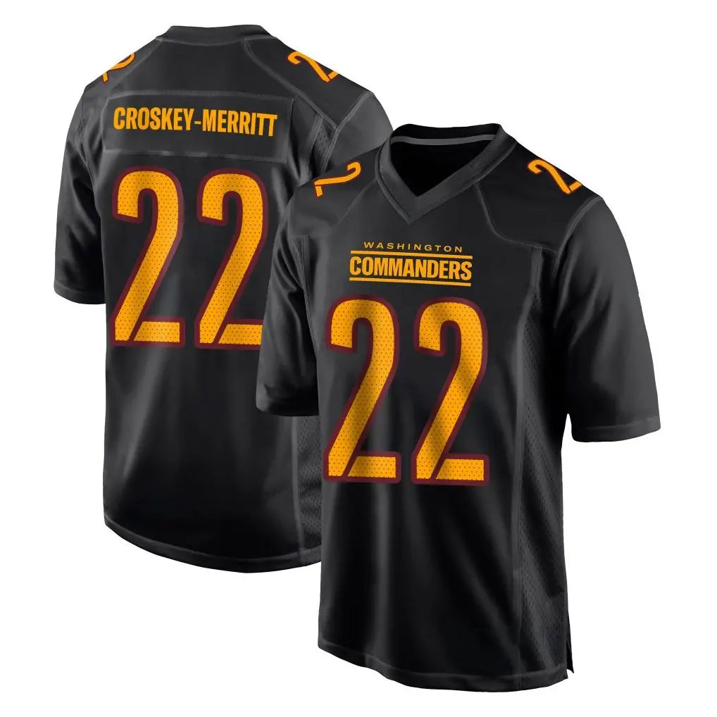 Parkc W.Commanders #22 Jacory Croskey-Merritt Player Black Carbon Fashion Home Game Stitched Jerseys