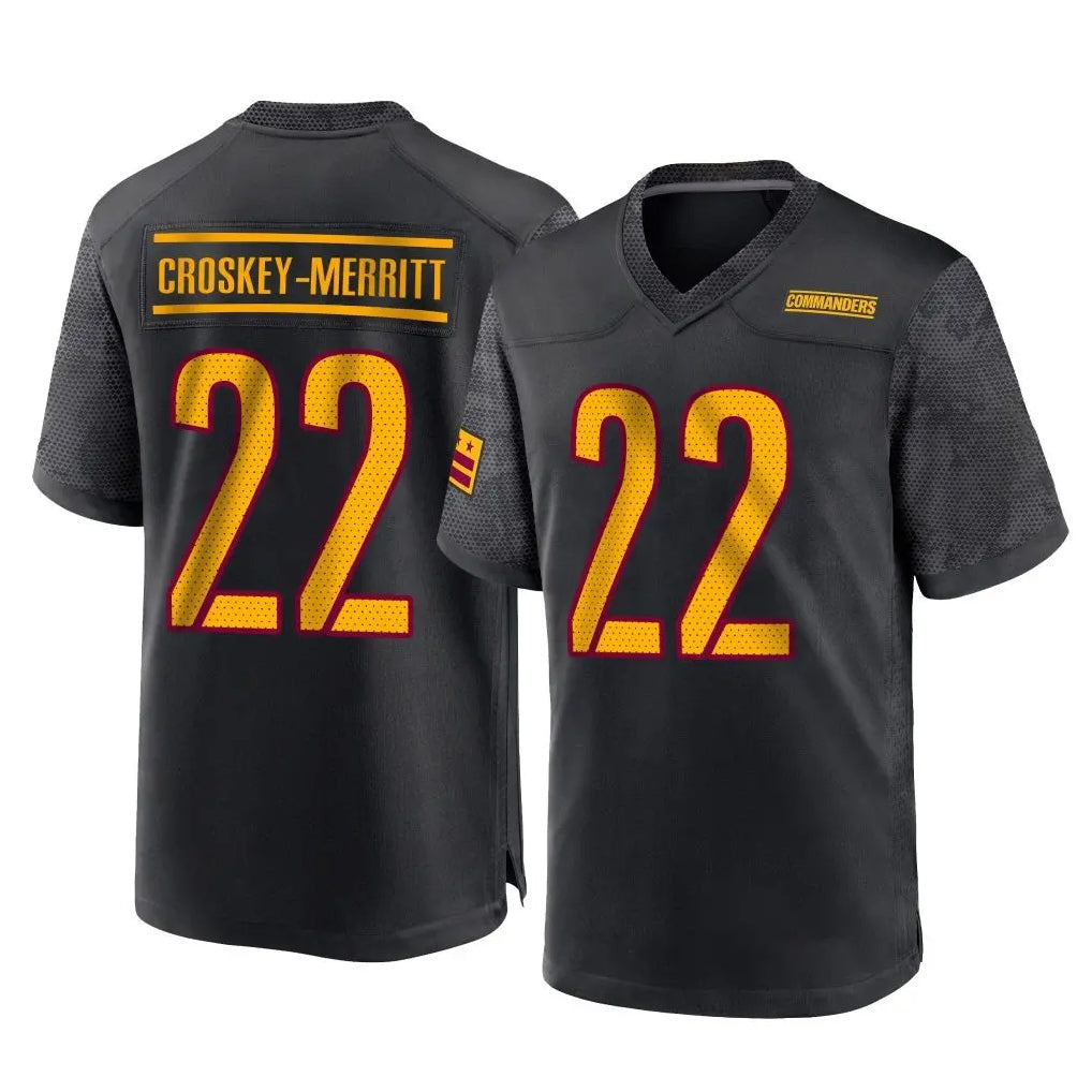 Parkc W.Commanders #22 Jacory Croskey-Merritt Player Black Home Game Stitched Jerseys
