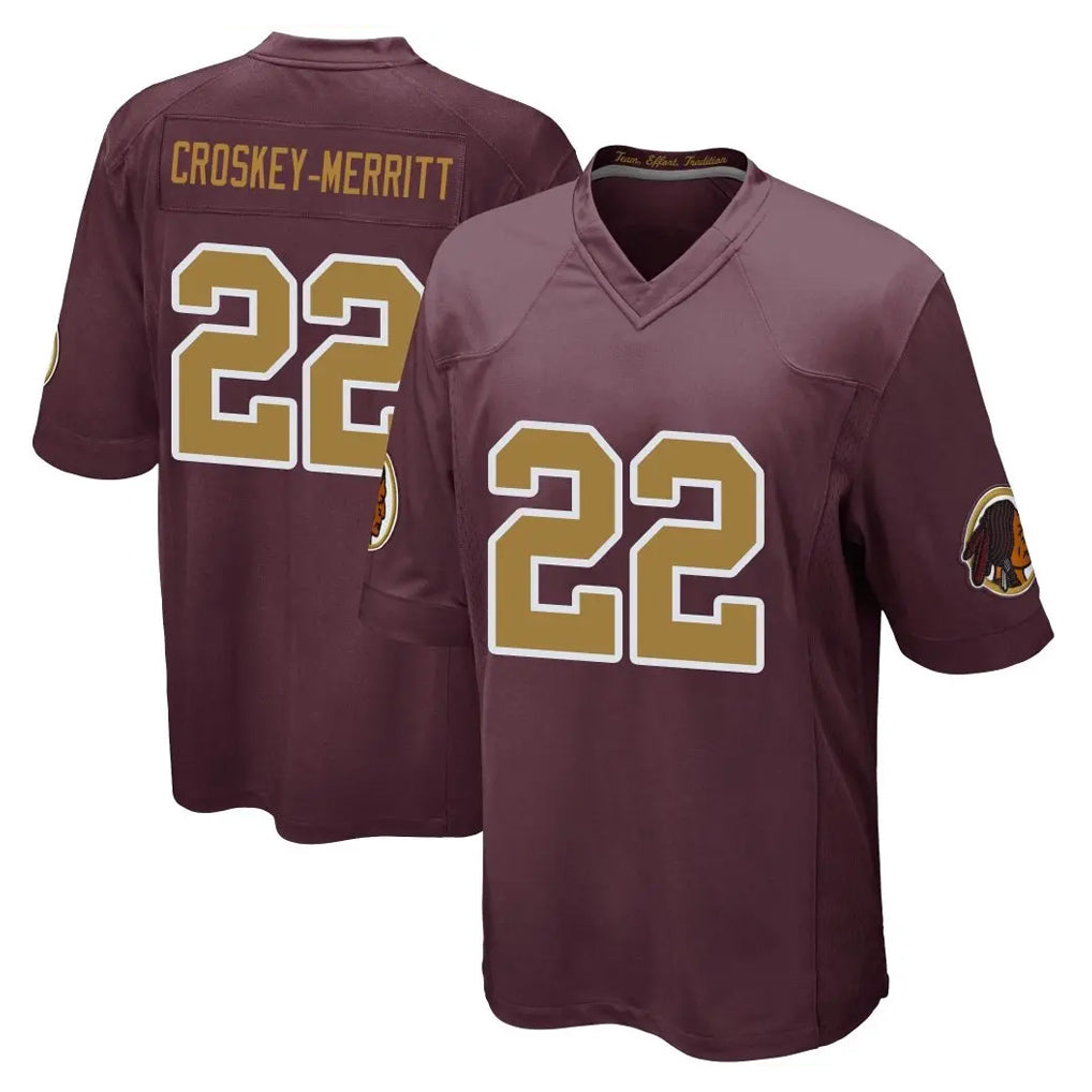 Parkc W.Commanders #22 Jacory Croskey-Merritt Player Burgundy Alternate Home Game Stitched Jerseys