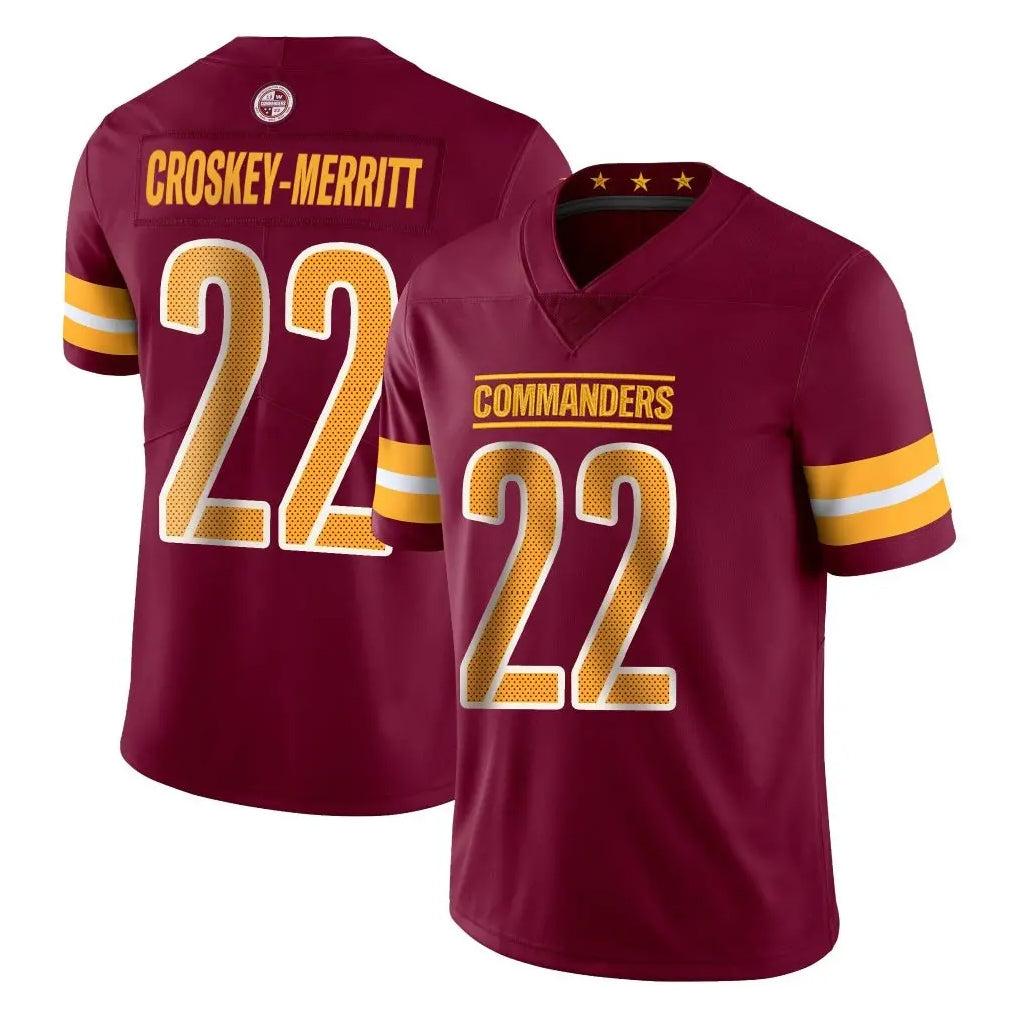 Parkc W.Commanders #22 Jacory Croskey-Merritt Player Burgundy Limited Vapor Home Game Stitched Jerseys