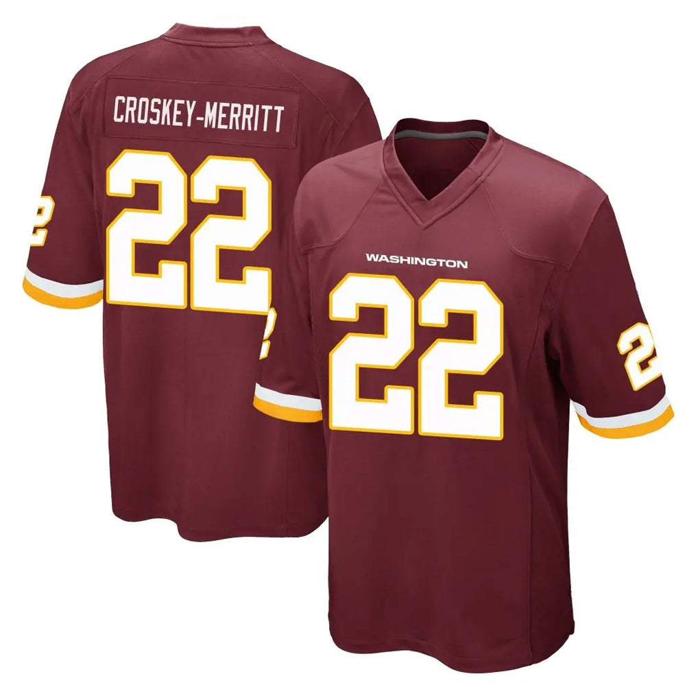 Parkc W.Commanders #22 Jacory Croskey-Merritt Player Burgundy Team Color Home Game Stitched Jerseys