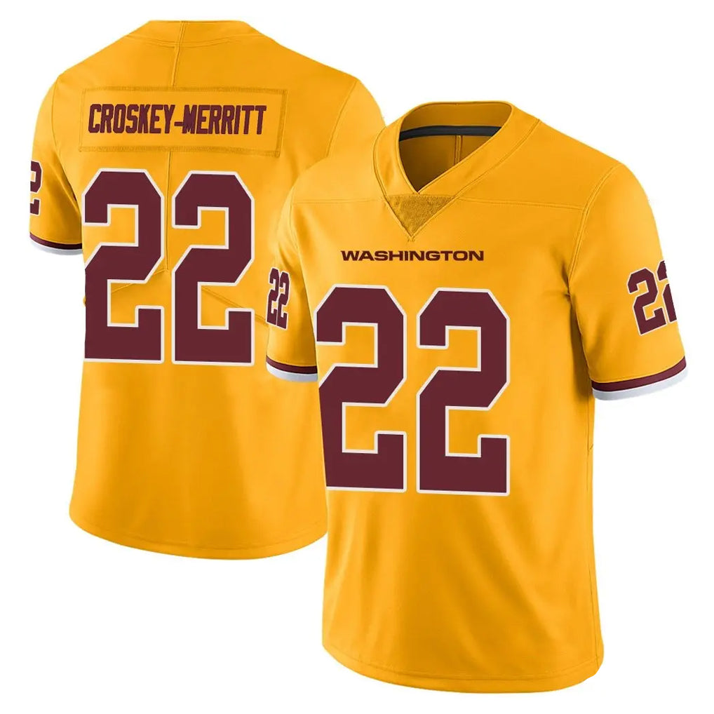 Parkc W.Commanders #22 Jacory Croskey-Merritt Player Gold Limited Color Rush Home Game Stitched Jerseys