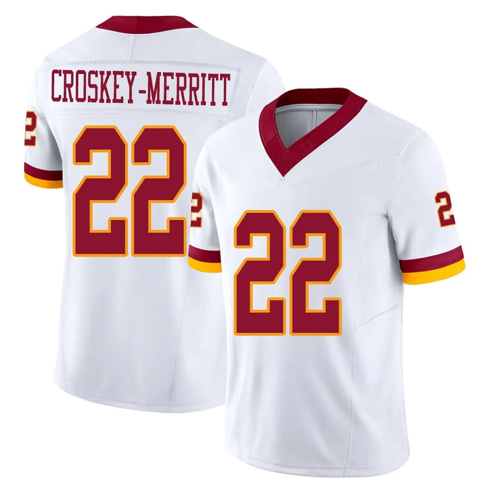 Parkc W.Commanders #22 Jacory Croskey-Merritt Player White Limited Vapor F.U.S.E. Home Game Stitched Jerseys