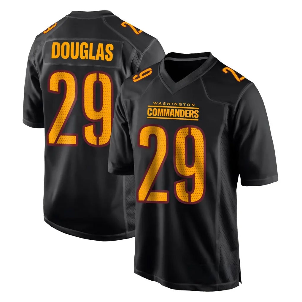 Parkc W.Commanders #29 Rasul Douglas Player Black Carbon Fashion Home Game Stitched Jerseys