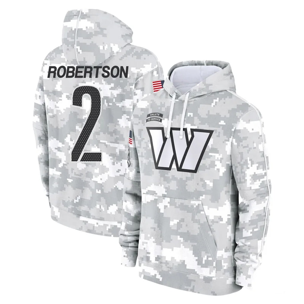 Parkc W.Commanders #2 Amik Robertson Player Arctic Camo Limited Salute to Service Pullover Hoodies Game Stitched Jerseys