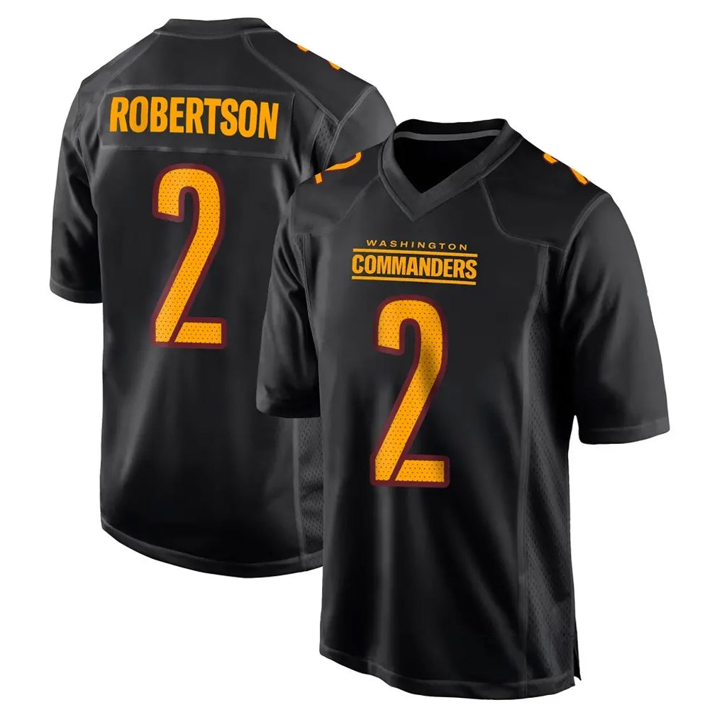Parkc W.Commanders #2 Amik Robertson Player Black Carbon Fashion Home Game Stitched Jerseys
