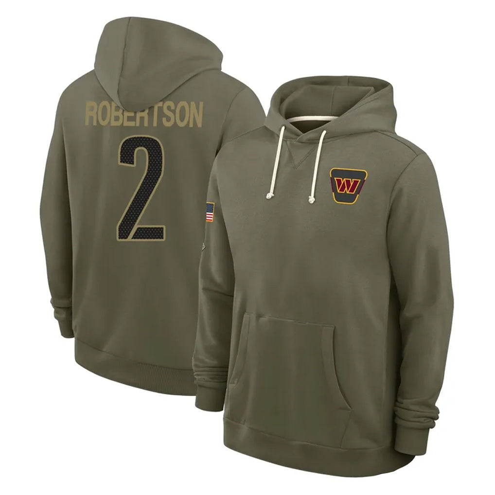 Parkc W.Commanders #2 Amik Robertson Player Olive Salute to Service Pullover Hoodies Limited Home Stitched Jerseys