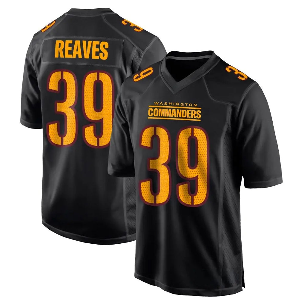 Parkc W.Commanders #39 Jeremy Reaves Player Black Carbon Fashion Home Game Stitched Jerseys