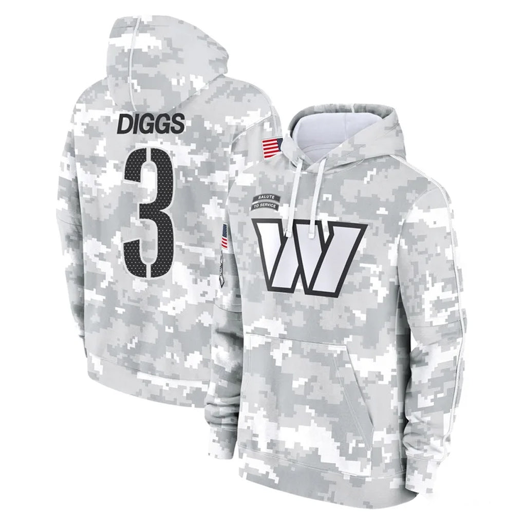 Parkc W.Commanders #3 Stefon Diggs Player Arctic Camo Limited Salute to Service Pullover Hoodies Game Stitched Jerseys