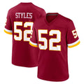 Parkc W.Commanders #52 Sonny Styles Player Burgundy Game Home Stitched Jerseys