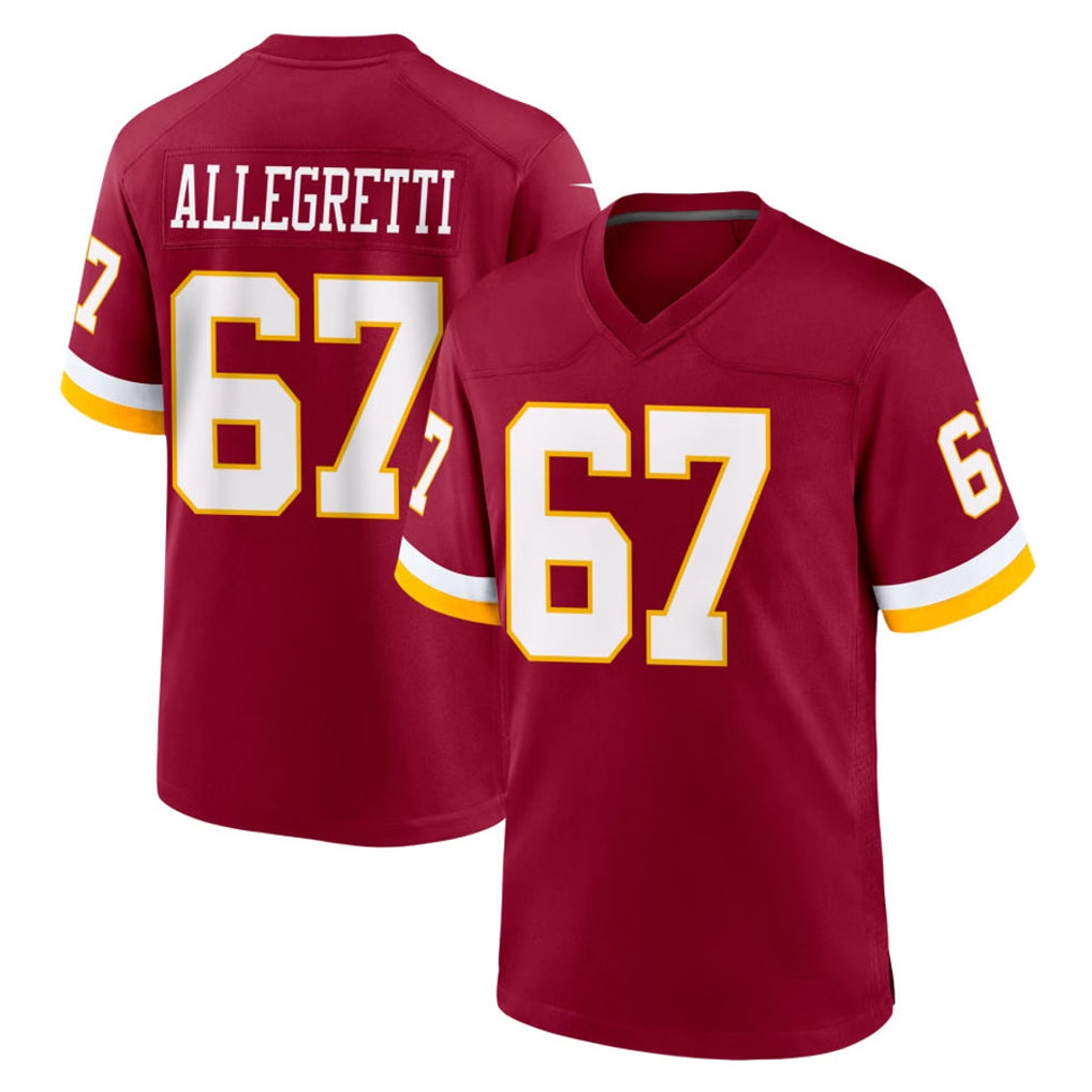 Parkc W.Commanders #67 Nick Allegretti Player Burgundy Game Home Stitched Jerseys