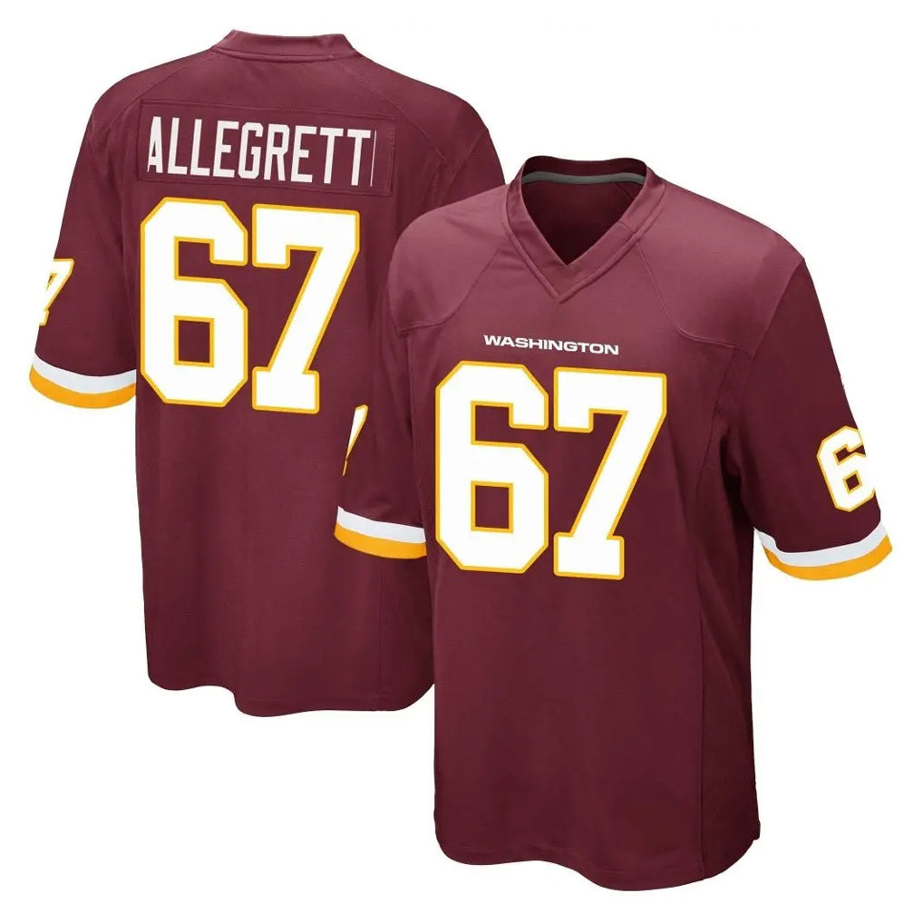 Parkc W.Commanders #67 Nick Allegretti Player Burgundy Team Color Home Game Stitched Jerseys
